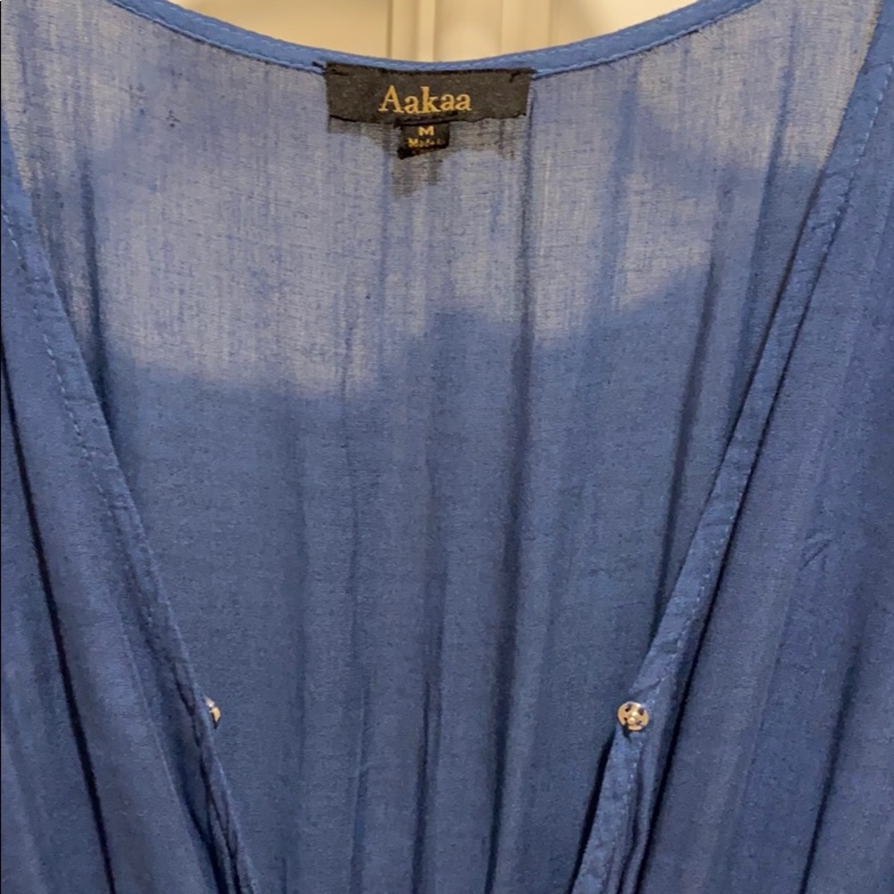 🌟 Tie Dye Stripe Maxi Dress with High Leg Slit- Blue - Picture 4 of 7